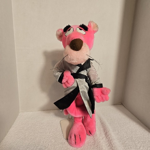 Mighty Star Other - Vintage Pink Panther Plush Doll Toy 1795 The Lover in Robe 1980 With Stand